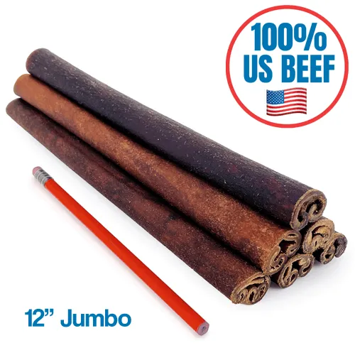 12 Inch JUMBO Beef Collagen Sticks/month (FREE Shipping)