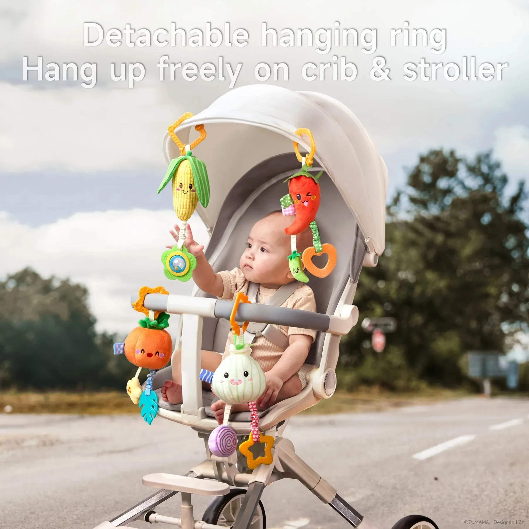 Baby toy hanging vegetable rattles coin pepper, onion, pumpkin stroller mobile toys plush soft rattles for babies infant 0 Month 