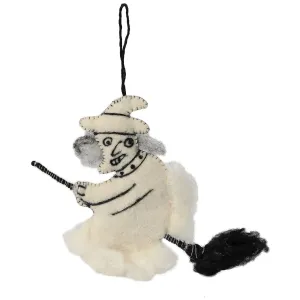 De Kulture Handmade Premium Wool Felt Hanging Witch Eco Friendly Needle Felted Stuffed Halloween Ornament Ideal for Home Office Party Decoration Holiday Décor, 7x0.5x10 (LWH) Inches