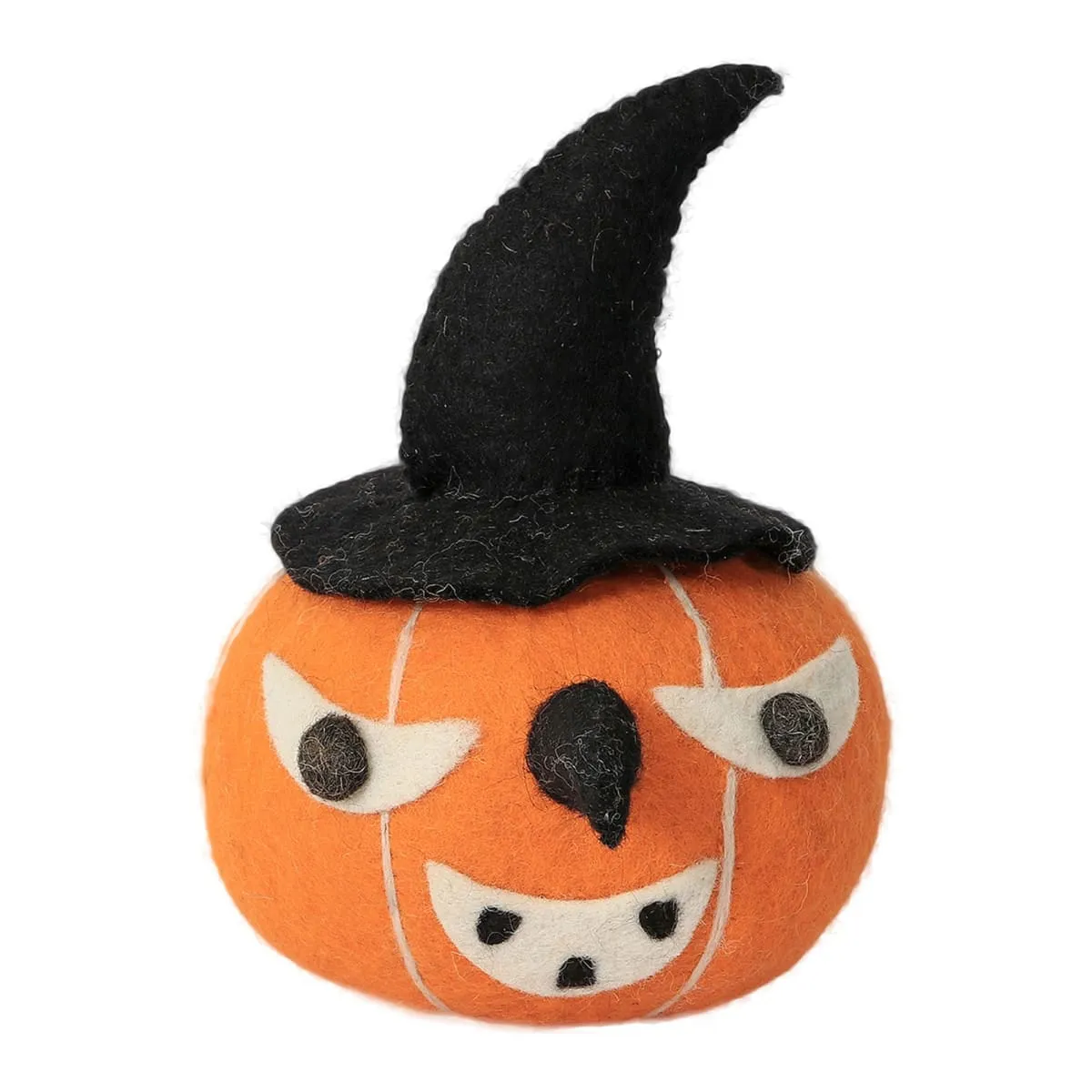 De Kulture Handmade Premium Wool Felt Pumpkin Table Top Small Eco Friendly Needle Felted Stuffed Halloween Ornament Ideal for Home Office Party Decoration Holiday Décor, 6 x 8 (DH) Inches