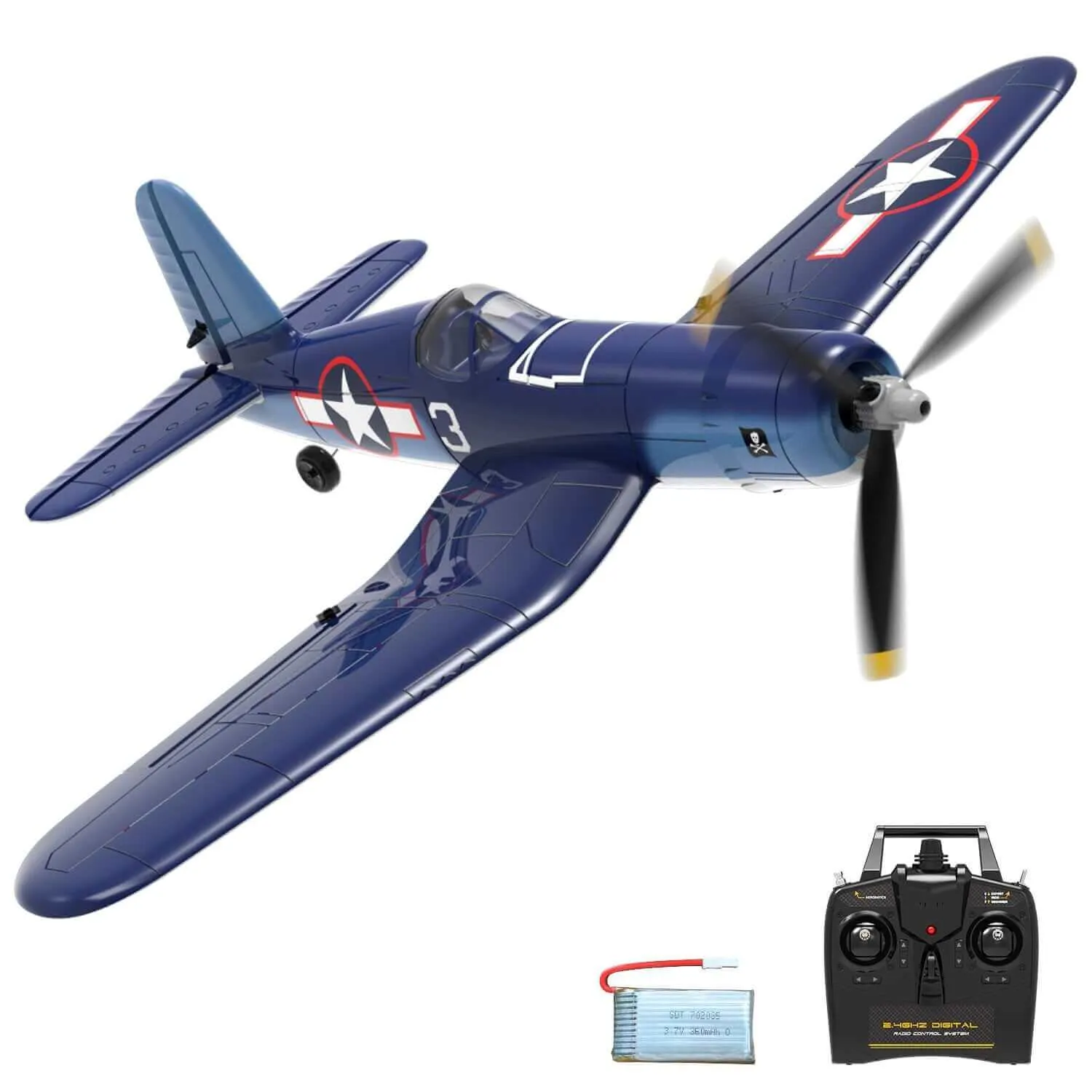 F4U Corsair Plane - 2.4GHz 4CH Warbird RC, 400mm Wingspan, One-Key Aerobatic