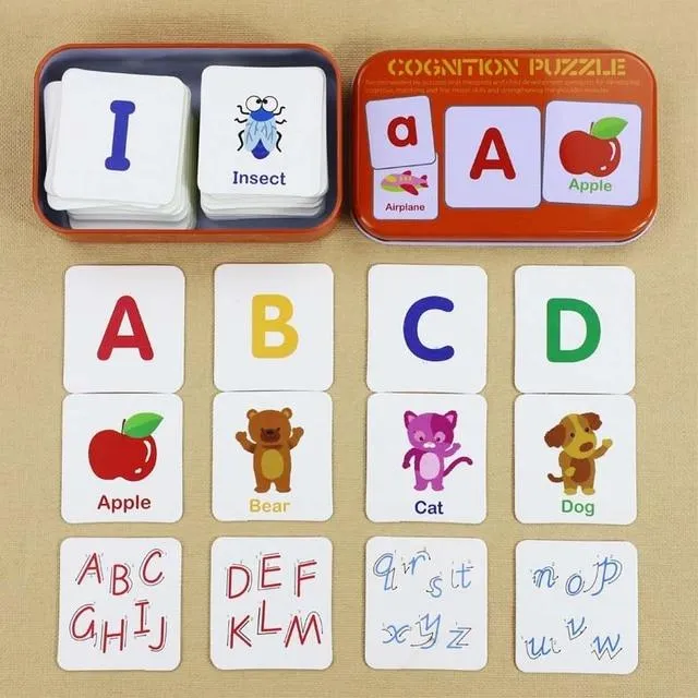 Fruit Animal Cognition Card Puzzle Game For Baby Toddler Montessori Matching Game 3D Jigsaw Kids Early Learning Educational Gift