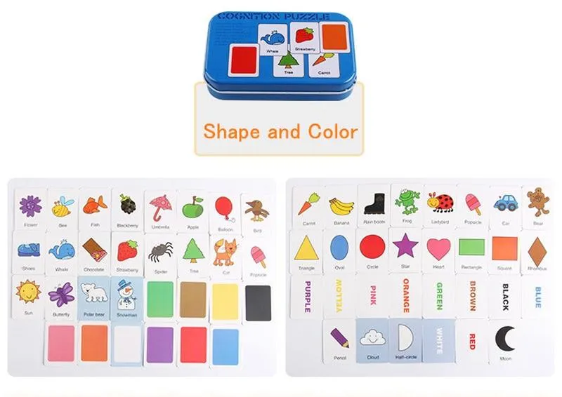 Fruit Animal Cognition Card Puzzle Game For Baby Toddler Montessori Matching Game 3D Jigsaw Kids Early Learning Educational Gift