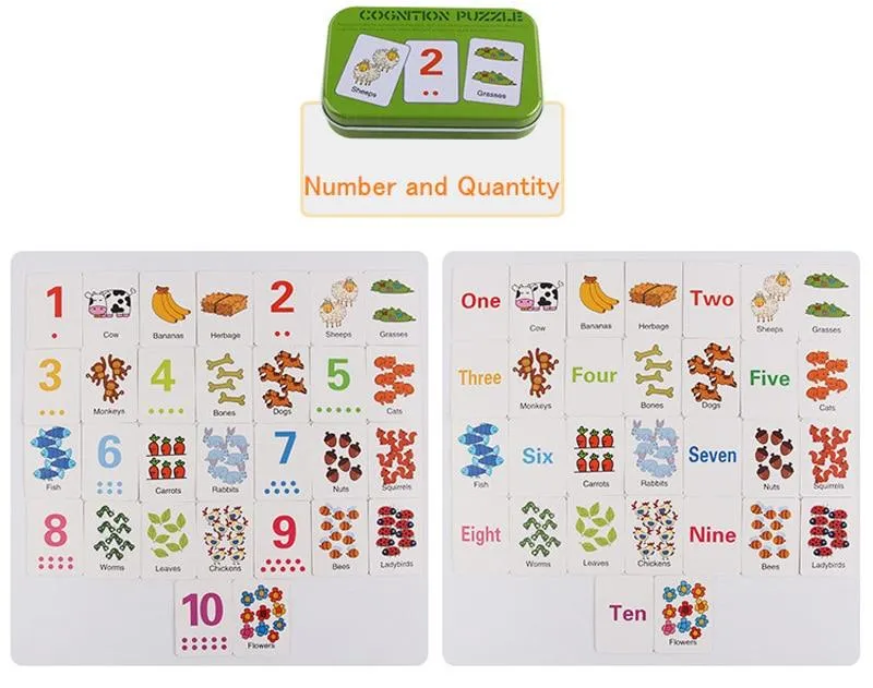 Fruit Animal Cognition Card Puzzle Game For Baby Toddler Montessori Matching Game 3D Jigsaw Kids Early Learning Educational Gift