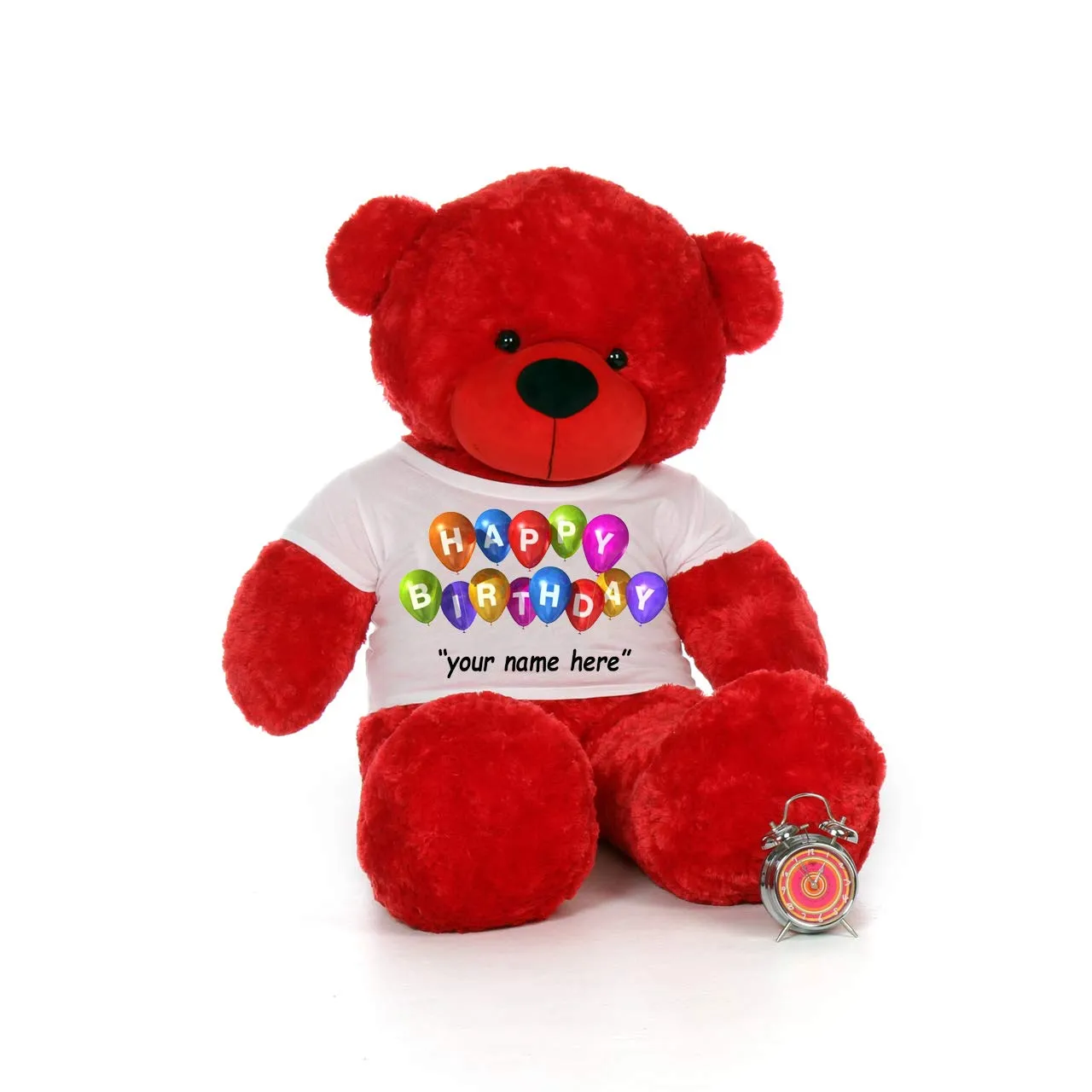 HUG 'n' FEEL SOFT TOYS Big Teddy Bear Wearing Happy Birthday with Your Name T-Shirt 4 feet Red_T Shirt_Happy Birthday with Your Name Plush & Stuffed Toys