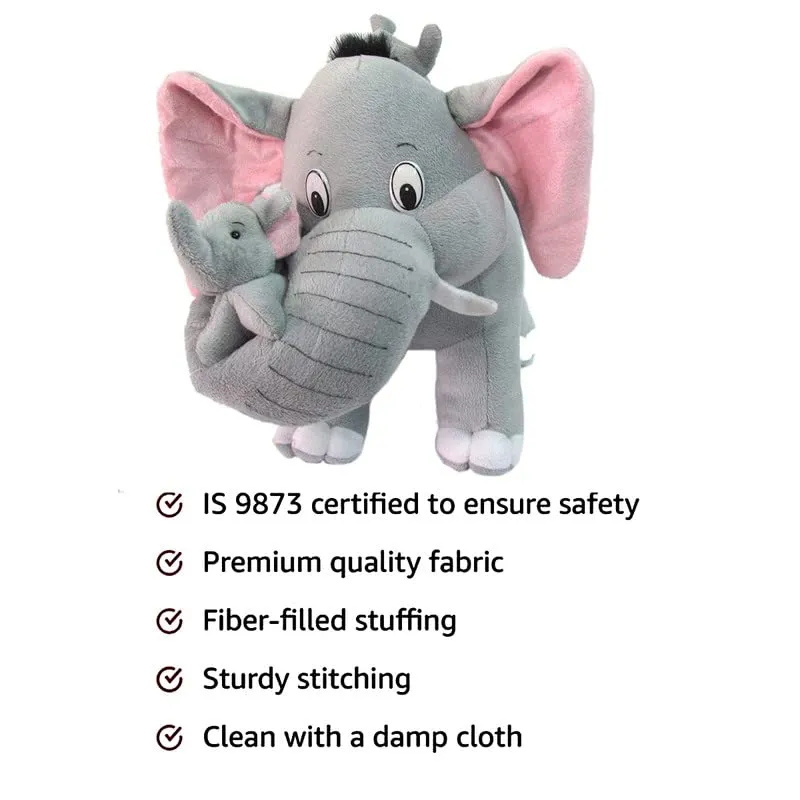 HUG 'n' FEEL SOFT TOYS Plush Puppets… Plush & Stuffed Toys (Elephant with 2baby 32cm)