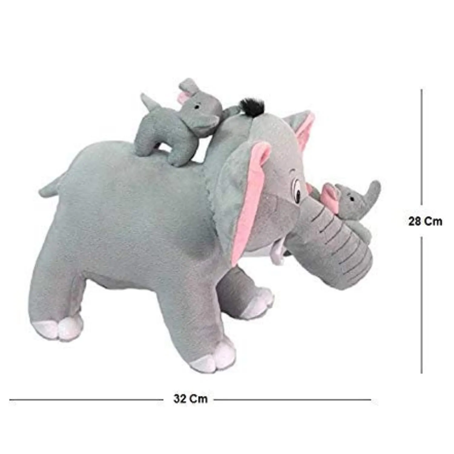 HUG 'n' FEEL SOFT TOYS Plush Puppets… Plush & Stuffed Toys (Elephant with 2baby 32cm)