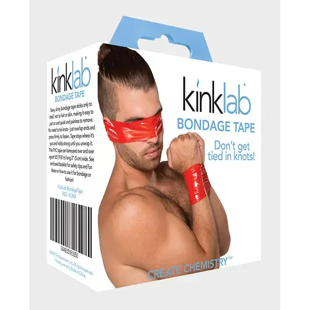 Premium Red KinkLab Bondage Tape - Versatile, Strong Adhesive, Non-Sticky, Ideal for Sensual Restraints and Creative Play