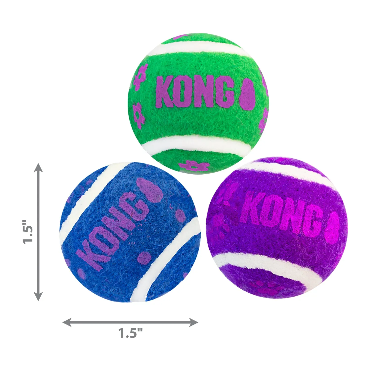 KONG Active Tennis Balls with Bells Cat Toy 3pk