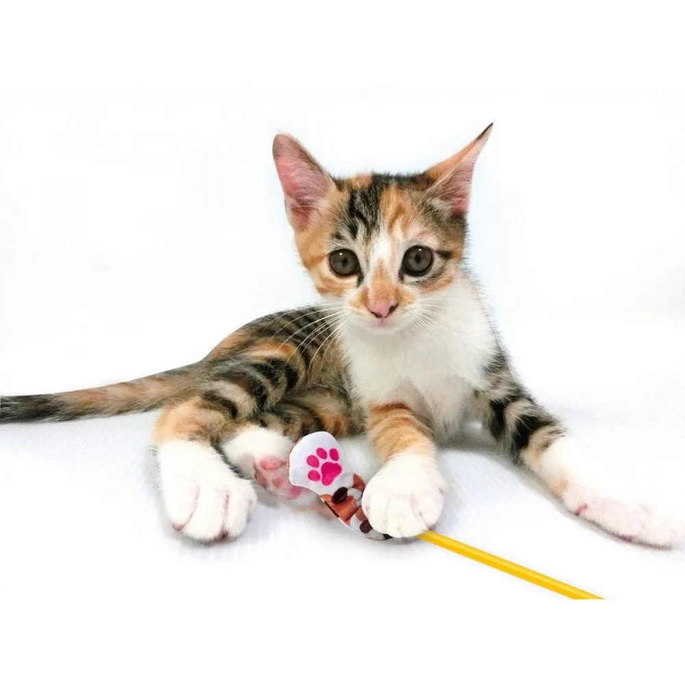 Marukan Calico Cat Moving Claw Teaser Wand Cat Toy