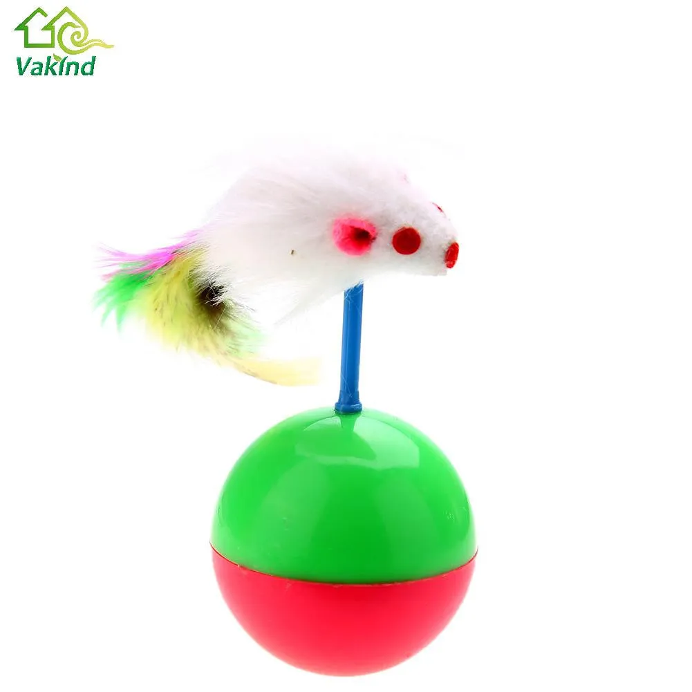 Mice AnimaL Toys  Pet Cat Long Feather False Mouse Tumbler Ball Rustle Activity Creative Toy For Cat Supplies