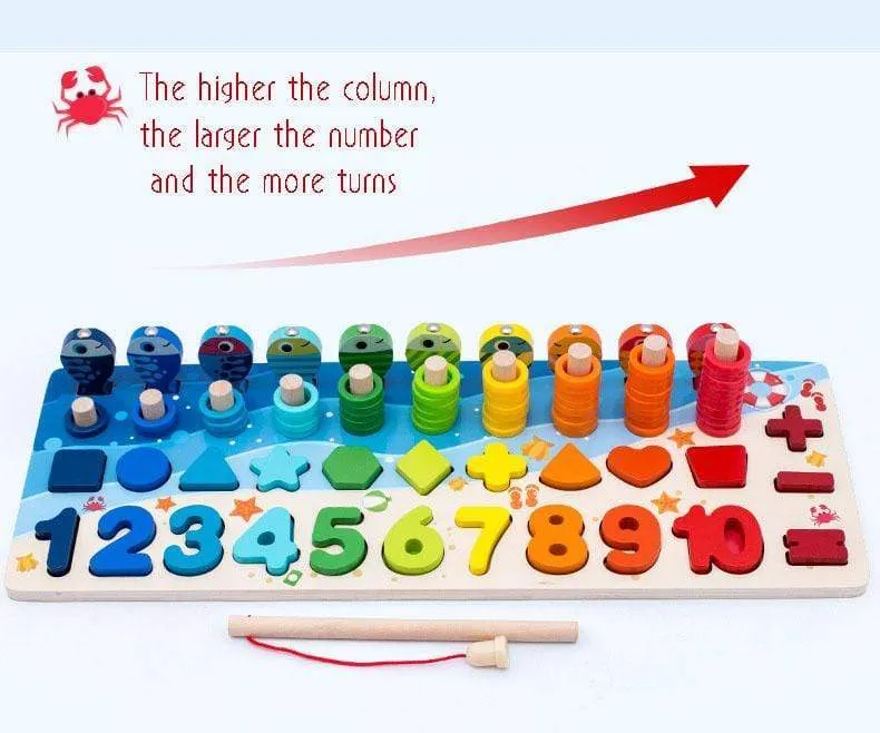 Montessori Educational Wooden Toys Children Busy Board Math Fishing Children's Wooden Preschool Montessori Toy Counting Geometry