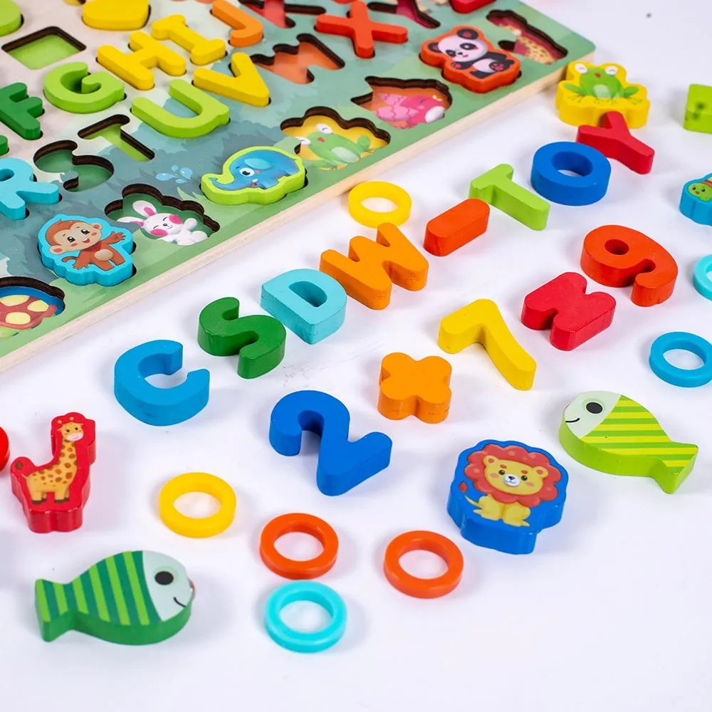 Montessori Educational Wooden Toys Children Busy Board Math Fishing Children's Wooden Preschool Montessori Toy Counting Geometry