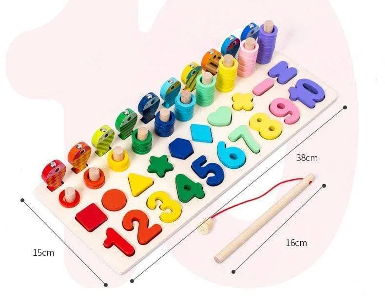 Montessori Educational Wooden Toys Children Busy Board Math Fishing Children's Wooden Preschool Montessori Toy Counting Geometry