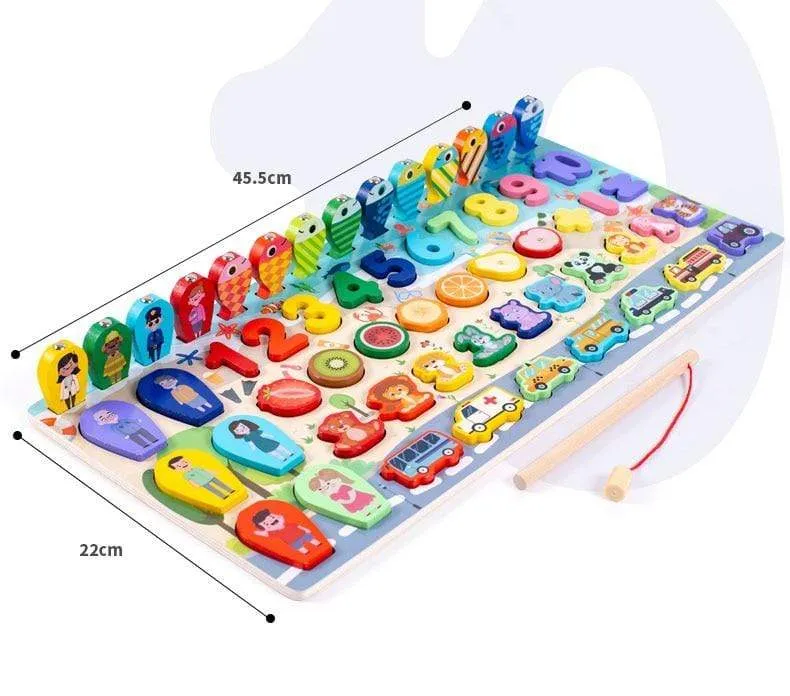 Montessori Educational Wooden Toys Children Busy Board Math Fishing Children's Wooden Preschool Montessori Toy Counting Geometry