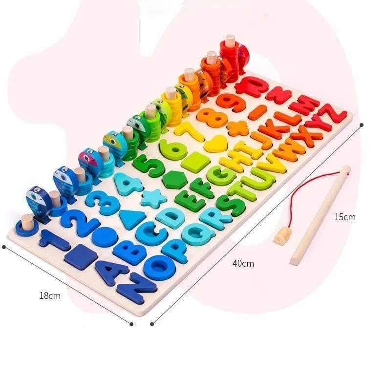 Montessori Educational Wooden Toys Children Busy Board Math Fishing Children's Wooden Preschool Montessori Toy Counting Geometry