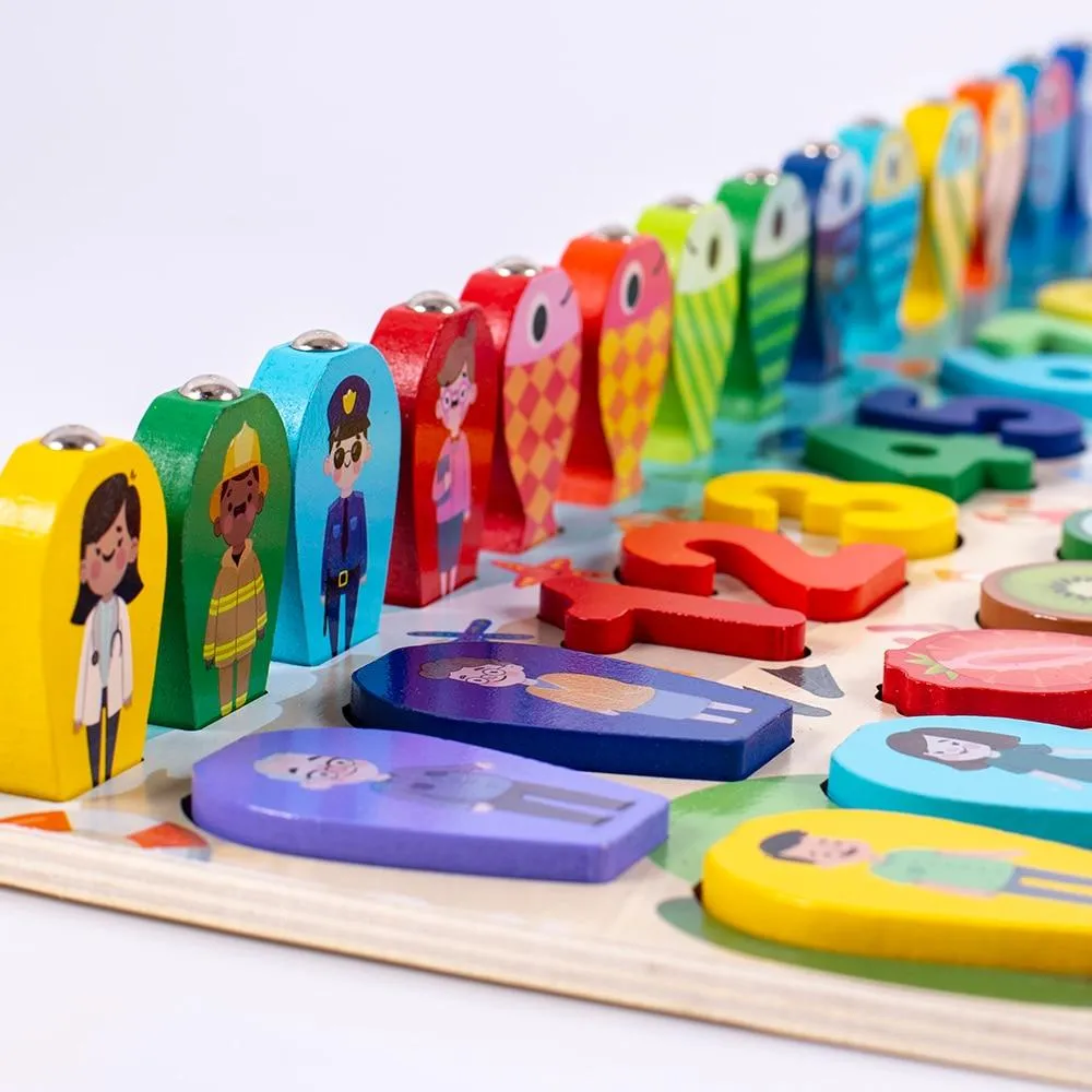 Montessori Educational Wooden Toys Children Busy Board Math Fishing Children's Wooden Preschool Montessori Toy Counting Geometry