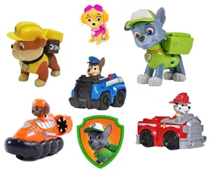 Nizomi Pup Buddies Rescue Team Action Figure Toys Set 6pc Pup with Vehicles Toys, Friction Power Push Along, Superhero Set in Best for Return Gift (6Pc Pup Buddies)