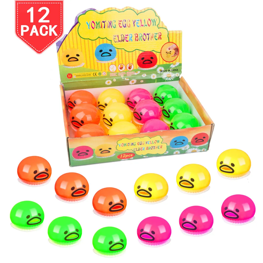 PROLOSO 12 Pack Vomiting Eggs Sucking Yolk Squeeze Stress Relief Fidget Gag Toys