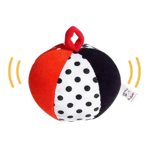 Soft Plush Ball in Black, White, Red with Jingle Chime (4" Diameter)