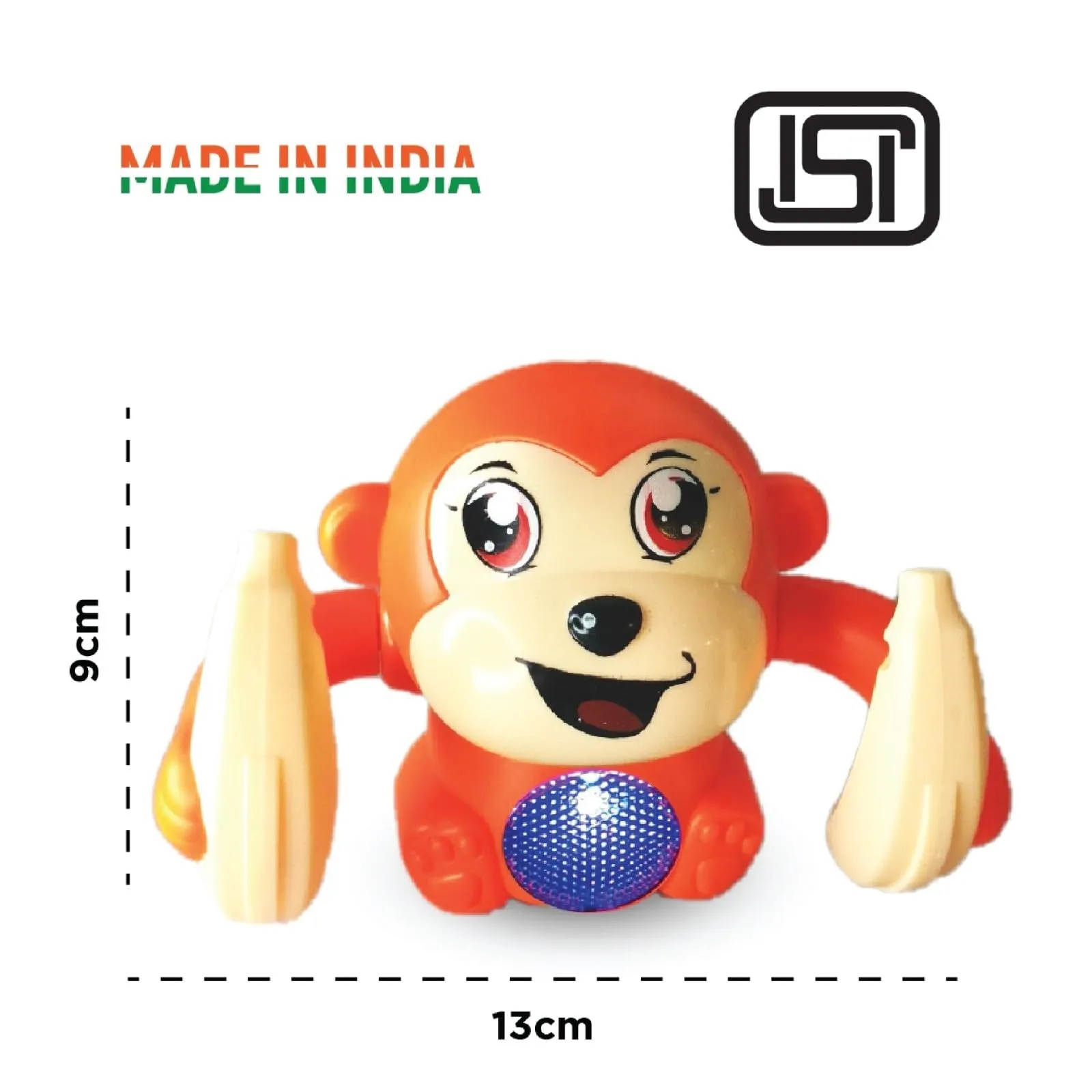 ToyMagic Dancing Monkey|Voice & Touch Sensor with Musical Light & Sound Effect|AAA Battery Operated|Birthday Gift|Spinning & Rolling Doll Tumble Toy for Kids 1 Year  |Made in India