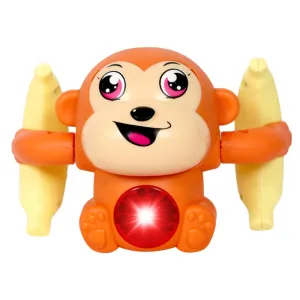 ToyMagic Dancing Monkey|Voice & Touch Sensor with Musical Light & Sound Effect|AAA Battery Operated|Birthday Gift|Spinning & Rolling Doll Tumble Toy for Kids 1 Year  |Made in India