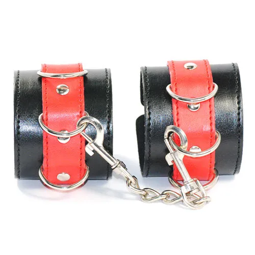 Wrist Cuffs - Black with Red straps